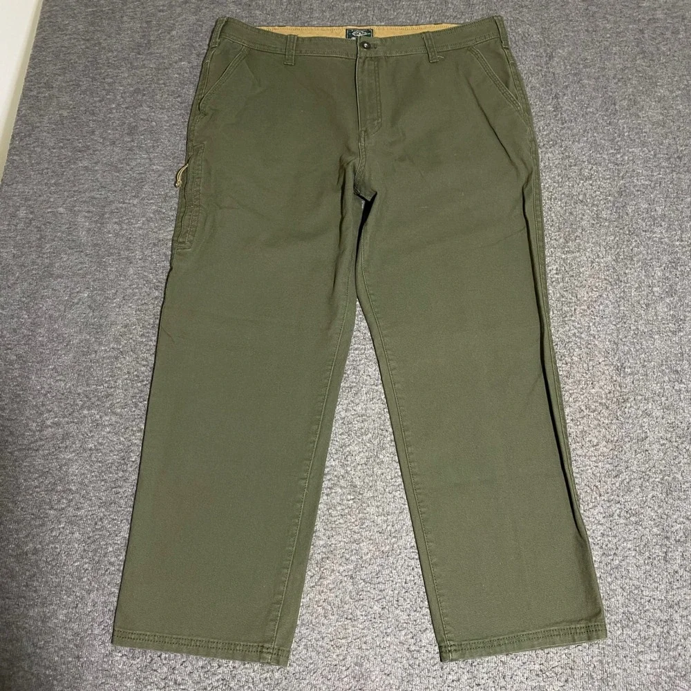 GH Bass & Co Mens Canvas Work Pants Olive Green 40x29 Straight Leg Utility